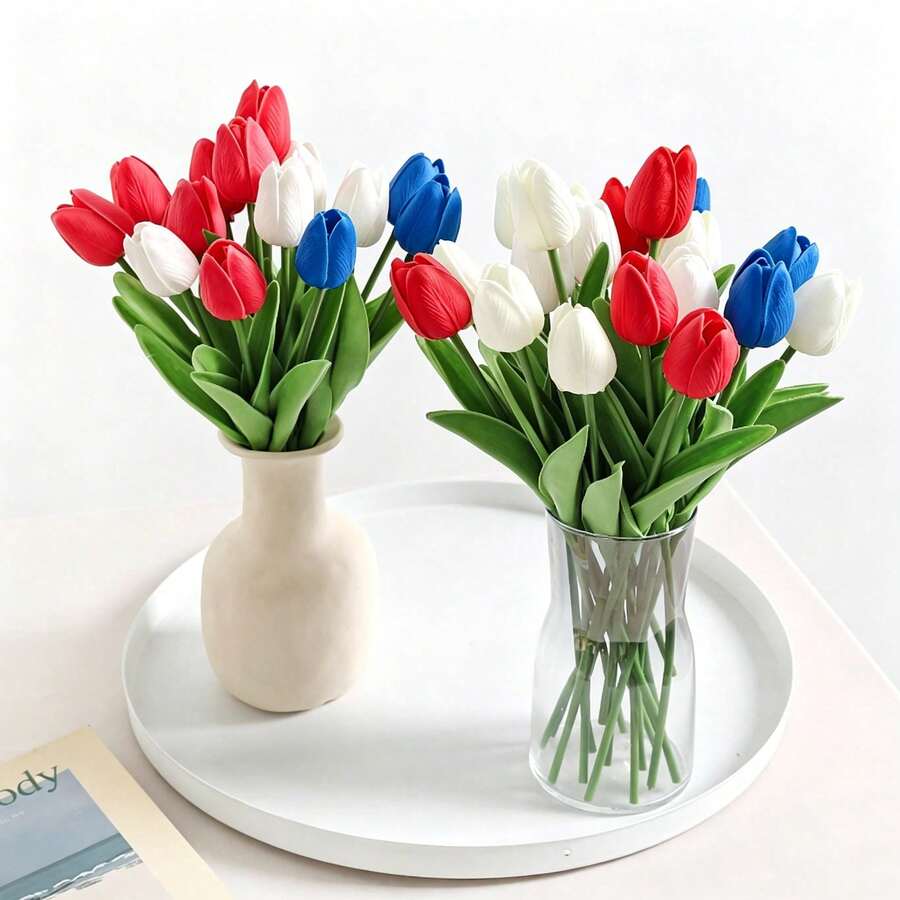 6/9/12支装红白蓝人造马蹄莲花束,独立日主题仿真花,易于打理,可插花,适用于客厅、餐厅、厨房、卧室、阳台、窗台、桌面等家居装饰,也可用于节日派对和橱窗展示。 - 彩色 - 查看 1