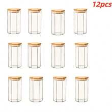 6/12pcs - 330ml Hexagonal Glass Spice Jars, Sealed Bamboo Lid Transparent Hexagonal Glass Storage Jars, Kitchen Seasoning Spice Containers, Suitable For Cabinet Drawer Countertop Storage - View 8