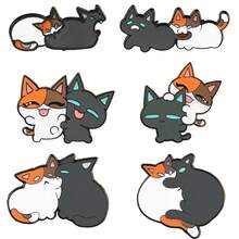 1pc Cute Cartoon Animal Brooch, Adorable 2 Cats Metal Badge Decoration For Student Uniform, Backpack - Multicolor - View 17