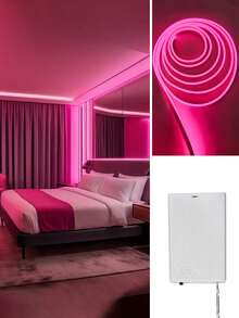 Luz de Neón LED Rosa, Alimentada por Batería, Adecuada para Boda, Habitación de Princesa, Decoración de Dormitorio, Iluminación de Fiesta, Letrero de Neón, Alimentada por Baterías AA (No Incluidas) - Rosa - Ver 2
