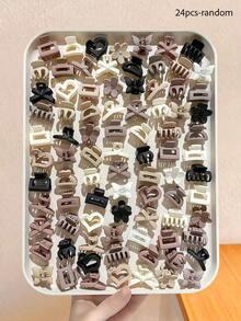 24/16/8 Stücke/Set Morandi-Farben-Serie Multi-Stil Mini-Haarklammern, minimalistische Haaraccessoires, Milchtee, Kaffee, Off-White, Schwarz und andere sanfte Farben, matte frostige Textur mit Blume, Herz, Schleife und anderen verschiedenen Stilen - geeignet für Mädchen und Frauen, anwendbar für tägliche Ausflüge, Zusammenkünfte, Urlaub, Abschlusszeit, Dates und andere vielfältige Anlässe, zufälliger Stil - Verschiedenfarbig - Übersicht 11
