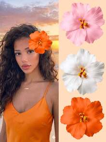 1/3 piezas Pinzas para el cabello con flores hawaianas, adecuadas para mujeres, pinzas para el cabello con flores artificiales, pinzas para el cabello con flores de hibisco, pinzas para el cabello con flores de loto, adecuadas para fiestas de playa en vacaciones, accesorios para el cabello con flores tropicales de verano, fiestas de boda, regalos para mujeres, regalos del Día de la Madre, pinzas para el cabello, pasadores para el cabello, útiles escolares, accesorios para el cabello, barrettas para el cabello - Multicolor - Ver 9