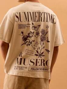Women's Casual Printed T-Shirt, Short Sleeve And Round Neck, Local Urban Fashion Spring/Summer. Women's Blouses, Women's T-Shirts. 180g (S-XXXL) - 杏 5 - 查看 6
