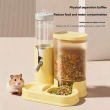1pc Hamster All-In-One Food And Water Dispenser, Transparent Design For Easy Monitoring Of Food And Water Levels, Easy To Assemble, Washable, With Steel Ball Roller Outlet - View 9
