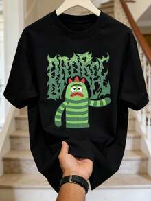 Herren Kurzarm T-Shirt mit Rundhalsausschnitt, Sommer Lässig Stil, mit Emo Trap Rap und Rock Ästhetik, und einem Eboy Stil. Dieses leichte Herren T-Shirt ist ein vielseitiges Sommer Basic Kleidungsstück, in Schwarz und Kurzarm. Einzeln verkauft, ideal für Familien-Matching. Ein elegantes lässiges bedrucktes T-Shirt mit entspannter Passform, perfekt für den täglichen Gebrauch. Weiß - Schwarz - Übersicht 4