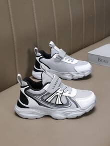 1 Pair Kids Boys' Sport Casual Shoes, Mesh Upper Breathable Soft Bottom Anti-Slip Running Sneakers - Grey - View 5