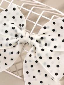 1 Stück Schwarz-Weißer Polka-Dot Schleifen-Haarclip, Feen-Stil Vintage Polka-Dot Krokodil-Clip, Mädchen Urlaubs-Lässig-Urlaub Haaraccessoire, geeignet für Teenager - Verschiedenfarbig - Übersicht 4