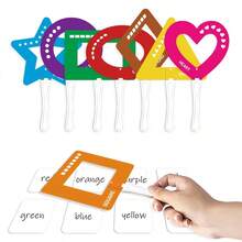 hoojojo 8pcs Double-Sided Shape & Color Matching Cards, Hollow Geometric Shape Recognition Learning Board, Interactive Math Cognitive Puzzle Toy, Classroom Learning Supplies, Educational Stationery, Back To School - Multicolor - View 9