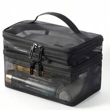 1pc Makeup Bag Handheld Single/Double/Triple Layer Mesh Cosmetic Bag, Large Capacity Toiletry Bag, Portable Makeup Organizer, Multi-Functional Compartment - Multicolor - View 14