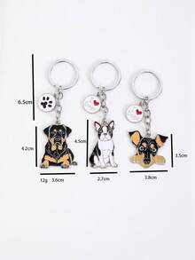 1个锌合金罗威纳犬钥匙扣,宠物吊坠包包挂饰,汽车钥匙链,送给男朋友的礼物 - 彩色 - 查看 4