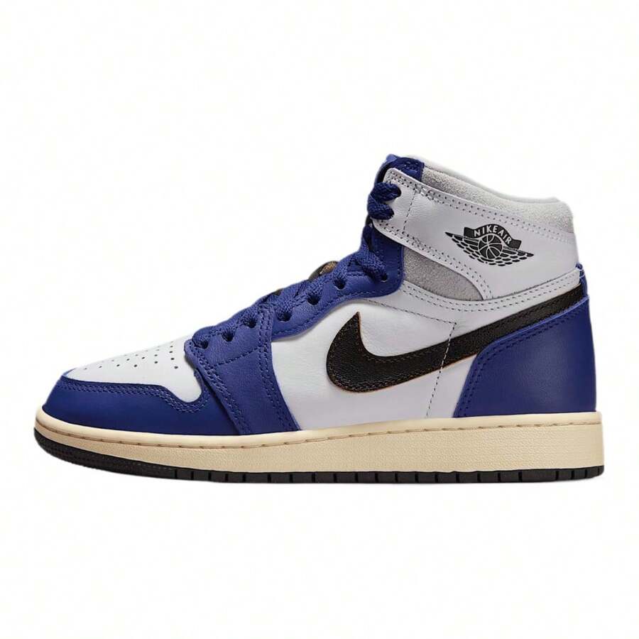 Nike Kids Jordan 1 Retro High OG Sneakers - WHITE/ROYAL BLUE - View 1