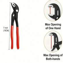 Water Pump Pliers Set, Pipe Wrench, 7 Inch 10 Inch 12 Inch Groove Joint Pliers Set, Push Button Quick Adjustable Pliers - A - View 8