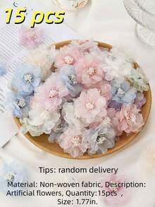 5/15pcs Artificial Orchid Flower Decor Sock Doll DIY Accessories Fabric Stickers, 7 Colors DIY Stickers, Suitable For Sewing, Handicrafts, Arts, Patchwork, Clothing, Hats And Bags Decoration - Multicolor - View 15