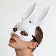 2pcs Shiny Bunny Mask, Black & White, Suitable For Masquerade Ball, Nightclub, Cosplay And Fancy Dress Events - View 9