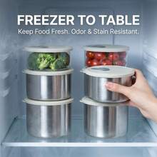 304 Stainless Steel Food Container, Stackable Refrigerator Sealed Fresh-Keeping Box, Fruit And Vegetable Meat Storage Box With Lid, Large Capacity Food Preservation Box, Suitable For Kitchen Food Storage And Organization - Multicolor - View 4