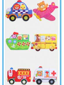 Puzzle Kotak Kayu Anak-Anak, Puzzle Jigsaw Kayu Bergambar Hewan Kartun & Transportasi, Mainan Edukatif Menyenangkan untuk Anak Laki-Laki dan Perempuan - MultiWarna - View 9