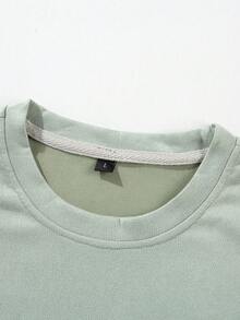 Men's Fashionable Casual Suede Crew Neck Short Sleeve T-Shirt - Mint Green - View 6