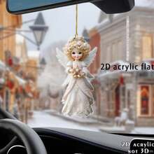 Charming Angel Acrylic Pendant, 2D Flat - Versatile Decoration Suitable For Christmas Tree, Car Mirror, Backpack And Gift Box - Perfect Couple Gift - Multicolor - View 1