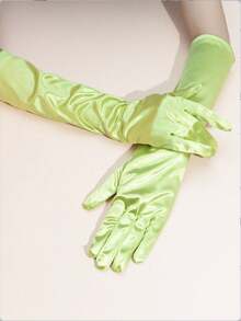 1 Pair Solid Color Minimalist Mid-Length Party Gloves - Green-102 - View 3