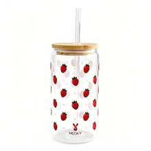MEOKY 16oz Glass Cup With Lid And Straw, Cute Pattern Clear Borosilicate Glass Tumbler, Daily Drinking Cup For Home, Office Coffee, Back To School & Holiday Gift, For Girls And Students - Transparent Strawberry - View 10