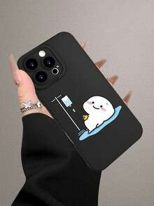 1pc 2D Abstract Line Art Design Unique Creative Minimalist Quirky Aesthetic Style Suitable As Gift For Friends, Family, Couples, Yourself, Black Matte Soft Protective Case Compatible With Apple, - Black - View 3