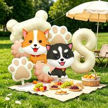 1 Set Cute Puppy Theme Balloon Decoration Set, Includes White Numeric Balloons, Dog-Shaped Balloons, Paw Print Balloons, Bone Balloons, Flower Balloons, Suitable For Children's Birthday Surprise, Dog-Themed Party, Kids' Gathering, Nursery Decor, Pet Celebration Events, Or Baby Shower - View 19