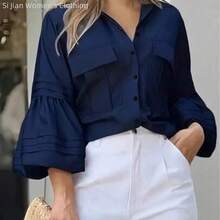 Camisa de oficina casual y elegante para mujer - Nuevo estilo de primavera/otoño - Azul - Ver 1