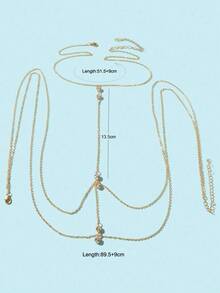 1pc Silver Body Chain Waist & Abdomen Beach Jewelry For Women - Gold - View 4