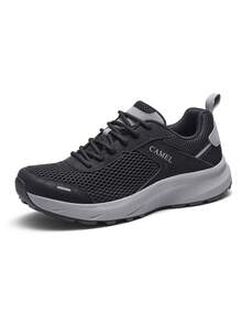 CAMEL CROWN Men's Casual Sports Shoes, Breathable Mesh Outdoor Student Skipping Rope Lightweight Shock-Absorbing Running Shoes - Black/Grey - View 1