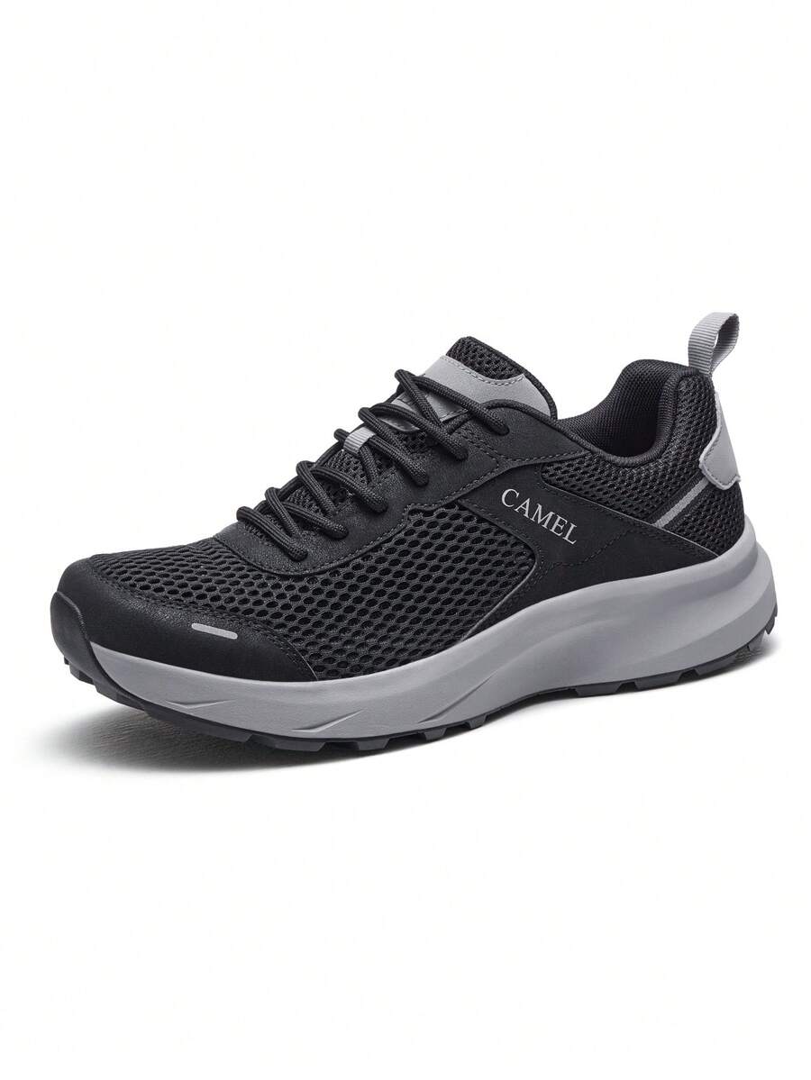 CAMEL CROWN Men's Casual Sports Shoes, Breathable Mesh Outdoor Student Skipping Rope Lightweight Shock-Absorbing Running Shoes - Black/Grey - View 1