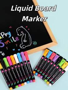 8/16pcs Magnetic Erasable Markers, Colorful Water-Based Dust-Free Liquid Chalk, LED Blackboard Fluorescent Board Pens, Easy To Wipe And Clean, Smooth Writing, Suitable For Glass, Blackboard, Business And Restaurant Use - Marker Pen - View 1