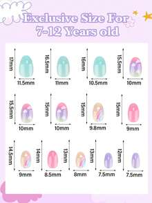 EBANKU 1 Box 26pcs Colorful Short Kids Nail Stickers, Convenient Nail Art For Girls - Multicolor - View 2