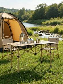 Outdoor Folding Roll-Up Table, Available In Two Colors And Two Sizes. Foldable And No Assembly Required, Portable And Easy To Store, Stable And Durable. Ideal For Camping, Picnics And Home Use. - Random Color - View 3