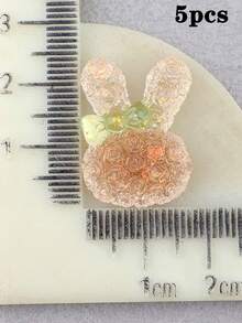 5pcs Glow-In-The-Dark Gradient Rabbit Beads (No Hole) Bow Tie Resin Accessories Cream Glue Handmade Material Kit DIY Headwear Hair Accessories 18*25mm - Glow-in-the-dark Rabbit - View 10