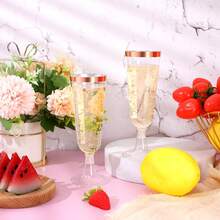1 - 50 chiếc ly champagne màu vàng hồng (5oz), ly nâng ly bằng nhựa trong suốt, ly cocktail, ly champagne tái sử dụng, ly hình ly rượu bền và sang trọng, phù hợp cho đám cưới, tiệc cocktail, lễ hội, Giáng sinh và Giao thừa - Nhiều màu - Xem 5