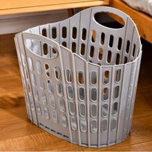 1 pieza Cesta de lavandería plegable, contenedor de almacenamiento de ropa de plástico de gran capacidad, diseño moderno, organizador de almacenamiento duradero para el baño - Multicolor - Ver 5