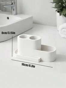 1pc Electric Toothbrush Holder, Can Hold 2 Electric Toothbrushes, Black Or White Color Options, Compartmentalized Storage, Toothbrush Stand, Made Of ABS Plastic, Extra Toothpaste Storage Space. Detachable And Easy To Clean, Luxury Bathroom Accessory, Essential For Vanity Organization - Multicolor - View 11