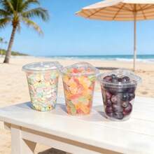 100 Set Clear Plastic Cups, 12/16/20/24 OZ Disposable Iced Coffee Cups , Smoothie Cups, PET Crystal Party Cups, Cold Beverages Drinking Cups For Thanksgiving, Halloween, Christmas - 透明 - 查看 4
