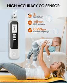 Battery Operated Handheld Carbon Monoxide Detector, Portable CO Gas Monitor With Audible Alarm, LCD Real-Time Display And Low Battery Reminder, Compact Tester For Home, Camping, Travel And Outdoor Use - White - View 5
