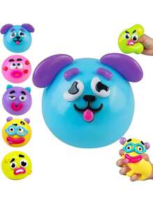 新款 Smushers Squishy-Curiosities 狗狗臉部交換捏捏玩具，柔軟慢回彈壓力緩解玩具，舒緩壓力與焦慮，可愛狗狗臉感官紓壓玩具，適合成人焦慮緩解，教室必備與開學用品，萬聖節裝飾 - 彩色 - 查看 10