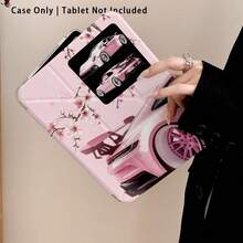 Acrylic Crystal Tablet Protective Case With Stand, Featuring Painted Car And Cherry Blossom Patterns, Compatible With Honor Pad/ MatePad/Apple / Galaxy Tab - Multicolor - View 7