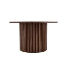 Round MDF Coffee Table, 70 Cm In Diameter: Inspired By Roman Columns, With An Integrated Metal Frame And A Retro-Chic Style For The Living Room. Ideal For European Interiors. - 棕色 - 查看 6
