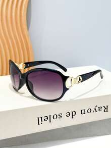1pc Shield Shaped Polka Dot Contrast Color Elegant Metal Decor Y2K Retro Street Fashion Glasses, Suitable For Vacation - Multicolor - View 17