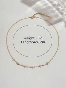 1 pieza Collar con colgante de flor de 5 hojas de acero inoxidable para mujer, chapado en oro de 18K, joyería de moda - Dorado - Ver 5