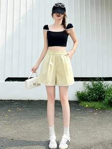 Women Shorts - Lime Green - View 1