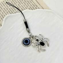 1pc Rhinestone Spider Personalized Sweet & Cool Phone Chain Charm, Creative Couple Style, Universal Smartphone, Personalized Pendant CCD Camera Keychain, Cute Style Phone Chain - Multicolor - View 4