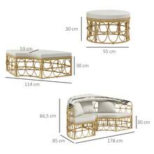 Solcellsö, 4-delat set, utdragbar baldakin, 5 kuddar, rottinglook, 178 cm (L) x 85 cm (D) x 66,5 cm (H), beige - B - Visa 8