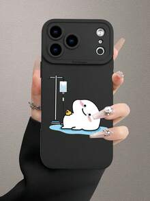 1pc 2D Abstract Line Art Design Unique Creative Minimalist Quirky Aesthetic Style Suitable As Gift For Friends, Family, Couples, Yourself, Black Matte Soft Protective Case Compatible With Apple, - Black - View 1