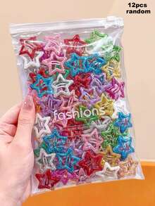 12/24/36/60pcs Mixed Glitter Y2K Star Hair Clips Set, Basic Durable Non-Damaging Hair Accessories, Sweet Cute Hair Clips - Suitable For Women And Girls, Daily Wear, Dating, School, Vacation, Performance, Party - Multicolor - View 12