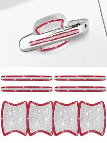 8pcs/4pcs Película Protectora de Manija de Puerta de Coche con Brillo de Cristal, Ajuste Universal para SUV, Sedán, Camioneta, Pegatinas Protectoras de Cuenco de Puerta, Accesorios Decorativos Anti-Arañazos para Coche - Estilo A - Ver 12
